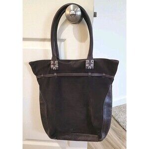 Vtg Press & Bastyan Italian Leather suede Dark Brown Tote Bag Large Rare EUC